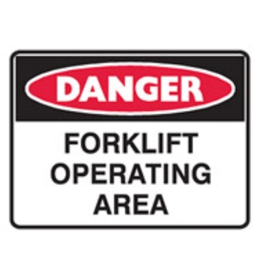 SIGN DANGER FORKLIFT OPERATING AREA 450X300MM METAL 841657