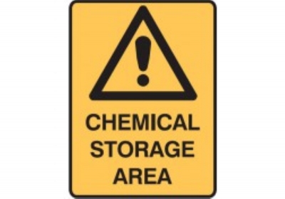 SIGN CHEMICAL STORAGE AREA 225X300MM POLY 841418 (Z036068 - 300X450MM)