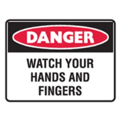 STICKER DANGER WATCH YOUR HANDS AND FINGERS 125X90MM PACK 5 842534