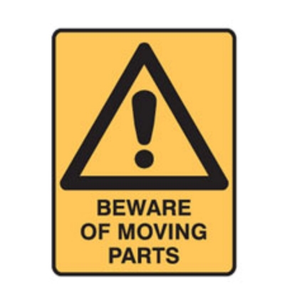 STICKER BEWARE OF MOVING PARTS 180X250MM 840395