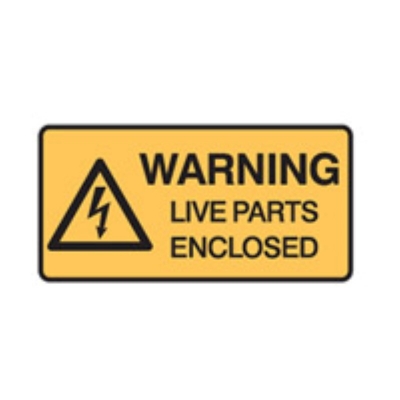 STICKER WARNING LIVE PARTS ENCLOSED 50X25MM PACK 5 840931
