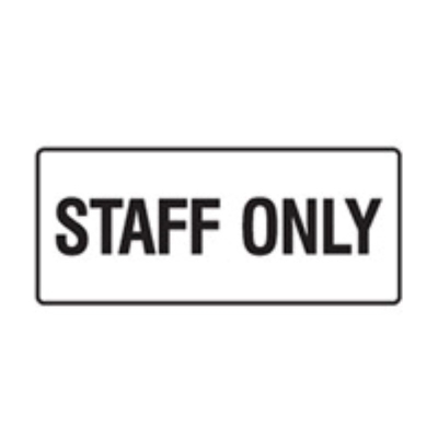 SIGN STAFF ONLY 450X180MM POLY 841561