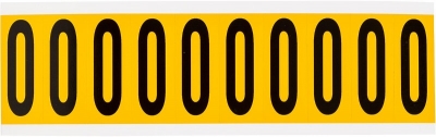 STICKER NUMBER 0 49MM BLACK ON YELLOW CARD OF 10 15340
