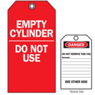 TAG EMPTY CYLINDER DO NOT USE 75X145MM ECONOMY POLYESTER PACK 10 76196