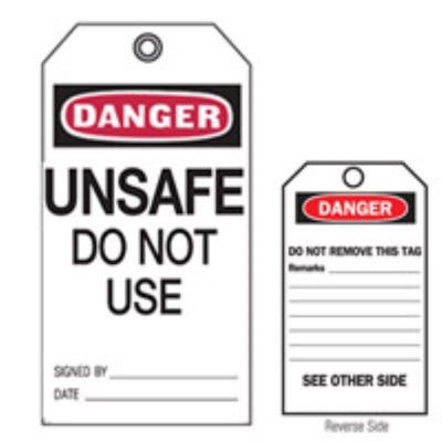 TAG DANGER UNSAFE DO NOT USE 75X145MM HD POLYESTER PACK 25 76221