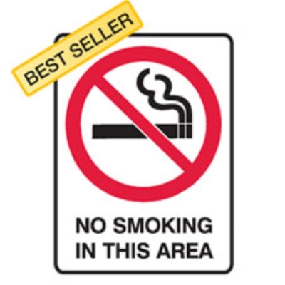 SIGN NO SMOKING IN THIS AREA 300X225MM POLY 841089
