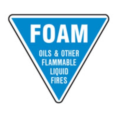 SIGN EXTINGUISHER ID FOAM OILS & OTHER FLAMMABLE LIQUID FIRES 350MM TRIANGLE POL
