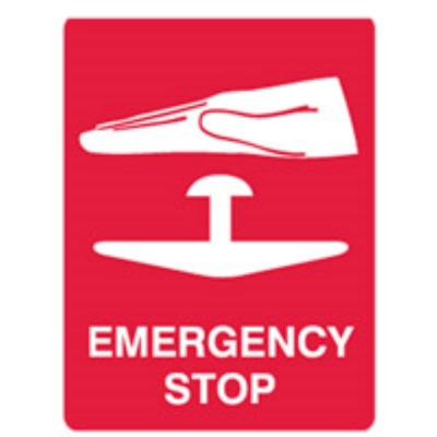 SIGN EMERGENCY STOP C/W PICTO 225X300MM POLY 842696 (Z040661 - 180X250MM)