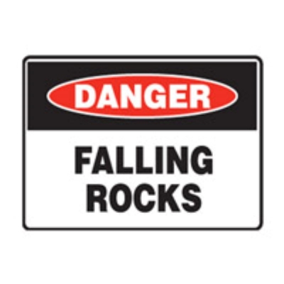 SIGN DANGER FALLING ROCKS 600X450MM METAL CL2 REFLECTIVE 847779
