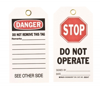 TAG STOP DO NOT OPERATE 75X145MM HD POLYESTER PACK 10 86418