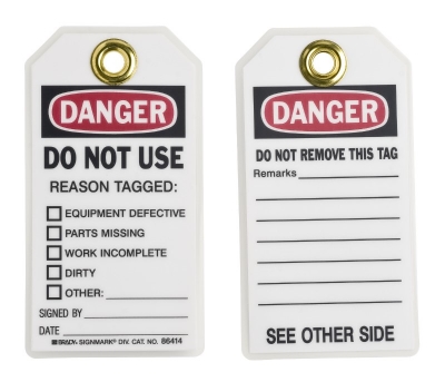 TAG DANGER DO NOT USE REASON TAGGED 75X145MM HD POLYESTER PACK 10 86414