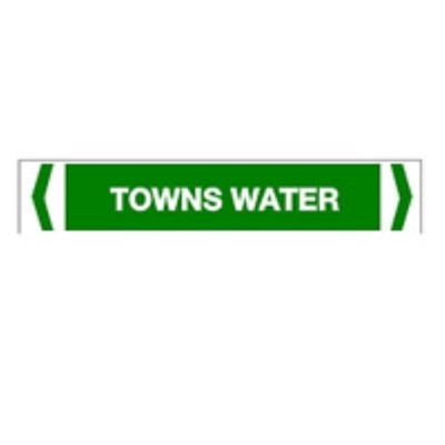 PIPE MARKER TOWN WATER 31X475MM TO SUIT PIPE O.D. 40-70MM PACK 10 893808