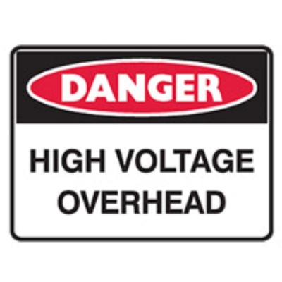 SIGN DANGER HIGH VOLTAGE OVERHEAD 450X300MM METAL 832540 (Z044129 - 600X450MM)