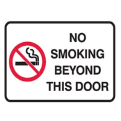 SIGN NO SMOKING BEYOND THIS DOOR 300X450MM METAL 840211
