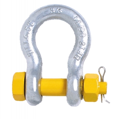 SHACKLE BOW GAL YELLOW PIN 63MM 55.0T C/W SAFETY PIN