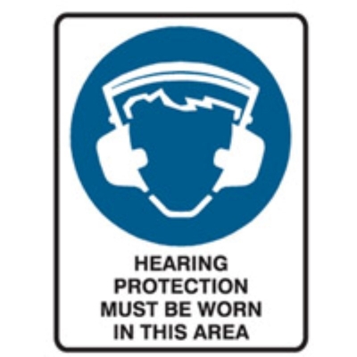 SIGN HEARING PROTECTION MUST BE WORN IN THIS AREA 225X300MM METAL 841019 (Z046413 - 180X250MM)