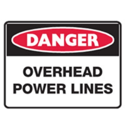 SIGN DANGER OVERHEAD POWER LINES 600X450MM METAL 850599