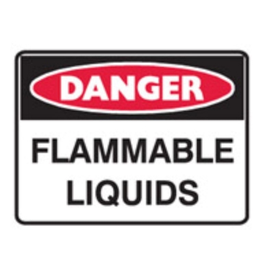 SIGN DANGER FLAMMABLE LIQUIDS 300X225MM METAL 840745
