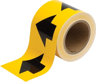 TAPE ADHESIVE ARROW BLACK/YELLOW 100MMX27MT FOR USE WITH PIPE MARKERS 91287