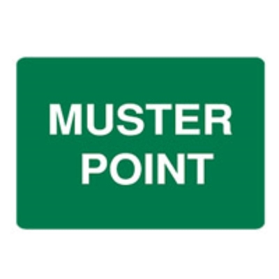 SIGN MUSTER POINT 600X450MM METAL 852622