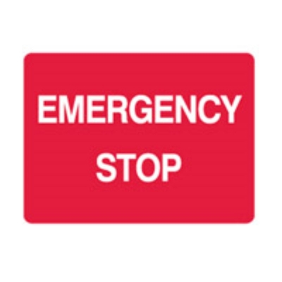 SIGN EMERGENCY STOP 250X180MM POLY 840430