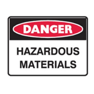 SIGN DANGER HAZARDOUS MATERIALS 450X300MM METAL 841327 (Z048935 - 600X450MM)