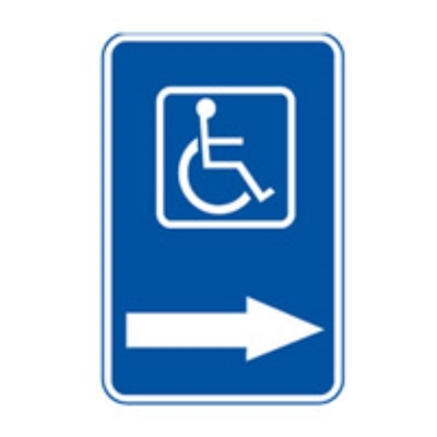 SIGN DISABLED PARKING RIGHT ARROW 300X450MM METAL 841839