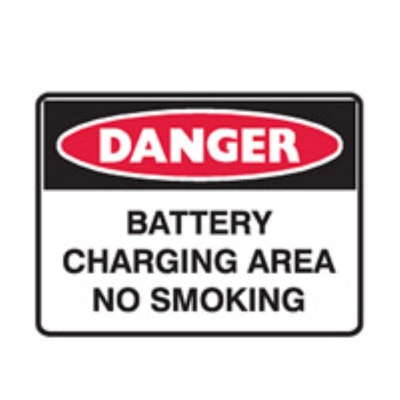SIGN DANGER BATTERY CHARGING AREA NO SMOKING 300X225MM METAL 840811 (Z050242 - 600X450MM)