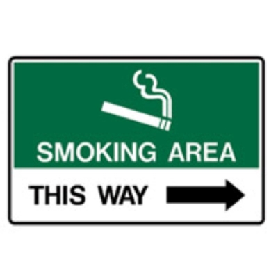 SIGN SMOKING AREA THIS WAY RIGHT ARROW 300X225MM METAL 859633 (Z050358 - 450X300MM)