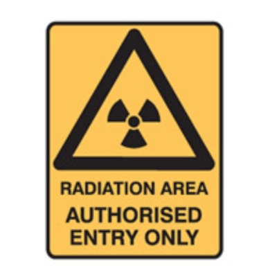 SIGN RADIATION AREA AUTHORISED ENTRY ONLY 225X300MM METAL 840241 (Z051927 - 300X450MM)
