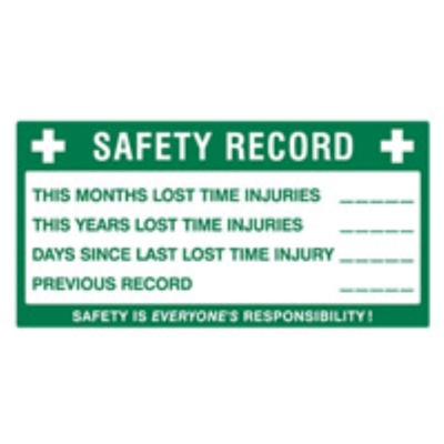 SIGN SAFETY RECORD 600X300MM METAL 832731