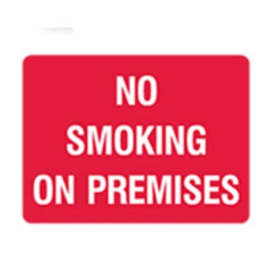 SIGN NO SMOKING ON PREMISES 450X600MM POLY 833028