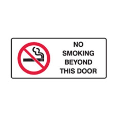 SIGN NO SMOKING BEYOND THIS DOOR 450X180MM METAL 842584