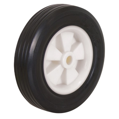 WHEEL RUBBER TYRED NYLON CENTRED 150MM 1/2 AXLE RN6661-50PL