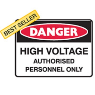 SIGN DANGER HIGH VOLTAGE AUTHORISED PERSONNEL ONLY 450X300MM POLY 836778