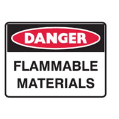SIGN DANGER FLAMMABLE MATERIALS 450X300MM METAL 832412
