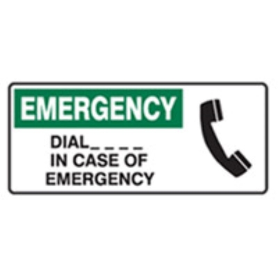 SIGN EMERGENCY DIAL _ _ _ _ _ IN CASE OF EMERGENCY 450X180MM METAL 832390