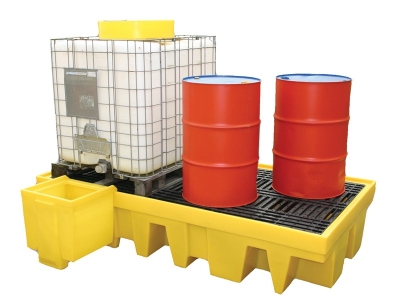 PALLET SPILL CONTAINMENT DUAL 1000LT IBC C/W GRATE