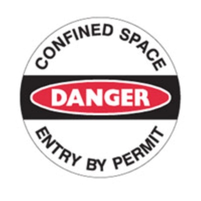 STICKER FLOOR DANGER CONFINED SPACE ENTRY BY PERMIT 440MM DIA 842089