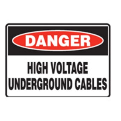 SIGN DANGER HIGH VOLTAGE UNDERGROUND CABLES 600X450MM METAL CL1 REFLECTIVE 84774
