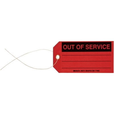 TAG OUT OF SERVICE 146X76MM CARDSTOCK PACK 100 86751