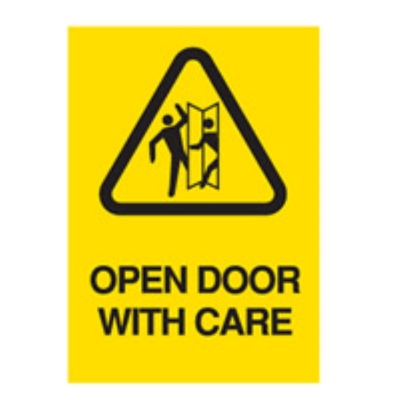 STICKER OPEN DOOR WITH CARE 210X297MM A4 844012