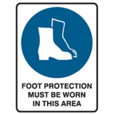 SIGN FOOT PROTECTION MUST BE WORN IN THIS AREA 300X225MM ULTRATUFF METAL 868831