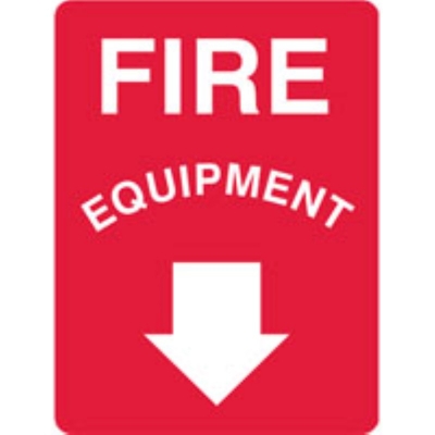 SIGN FIRE EQUIPMENT DOWN ARROW 225X300MM POLY 840983