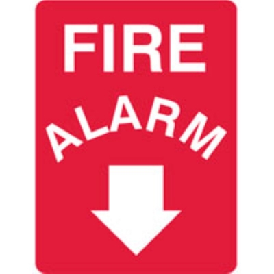 SIGN FIRE ALARM DOWN ARROW 225X300MM POLY 843020