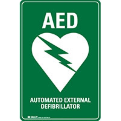 SIGN AED AUTOMATED EXTERNAL DEFIBRILLATOR 225X300MM POLY FLANGED DOUBLE SIDED 87