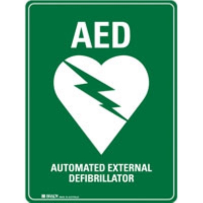 SIGN AED AUTOMATED EXTERNAL DEFIBRILLATOR 225X300MM METAL 872718