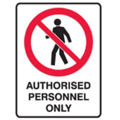 SIGN AUTHORISED PERSONNEL ONLY 450X300MM ULTRATUFF METAL 872664