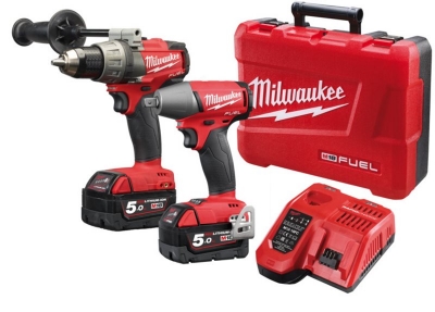 KIT CORDLESS 18V FUEL 2PC ONE-KEY C/W HAMMER DRILL, 1/2DR IMPACT WRENCH & 2X5.0A