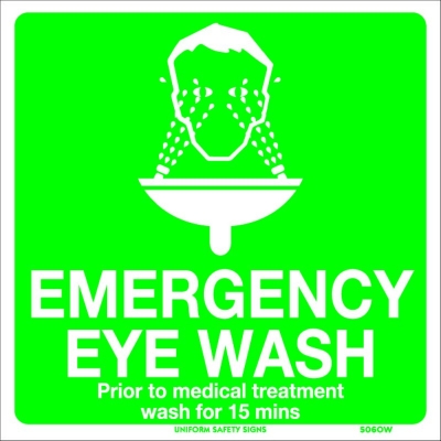 SIGN EMERGENCY EYE WASH 225X225MM POLY 3D 506OWP